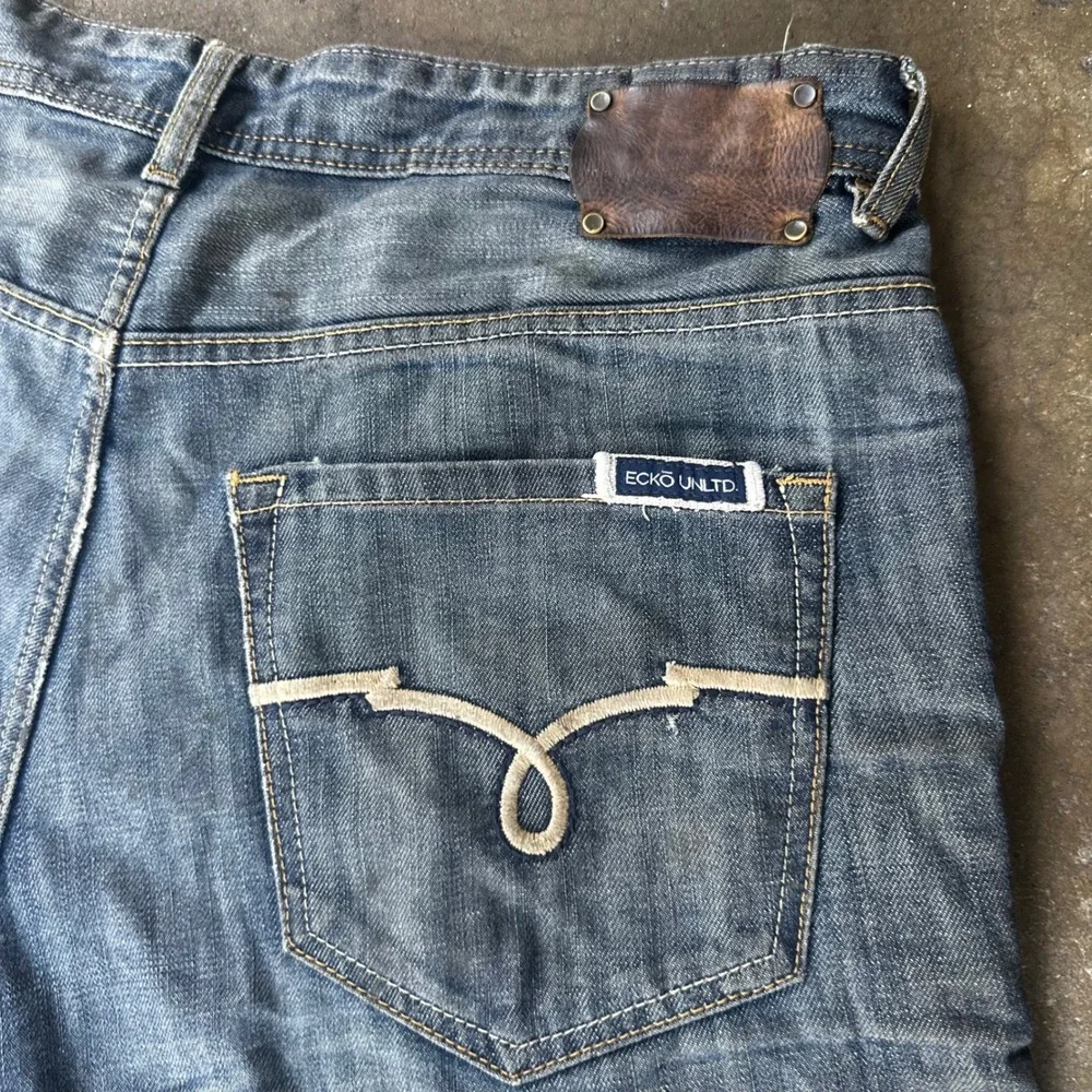 Ecko Unltd Denim Shorts Mens 38 Blue Good Baggy Y2K Streetwear Embroidered